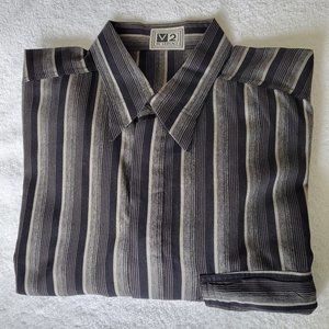 Versace Black/Grey striped Casual Men's Shirt - Large Size